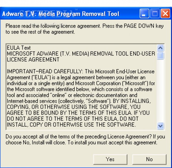 Adware T.V. Media Removal Tool screenshot