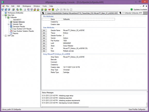 Affymetrix Genotyping Console screenshot