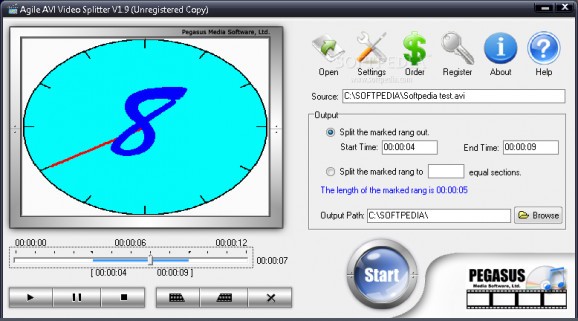 Agile AVI Video Splitter screenshot