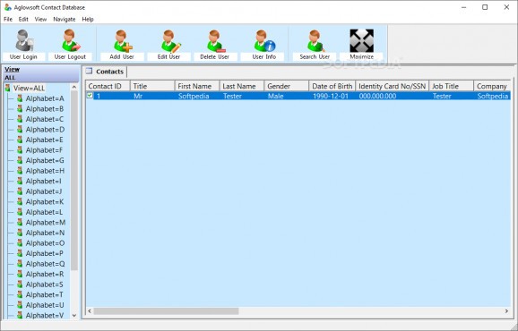 Aglowsoft Contact Database screenshot