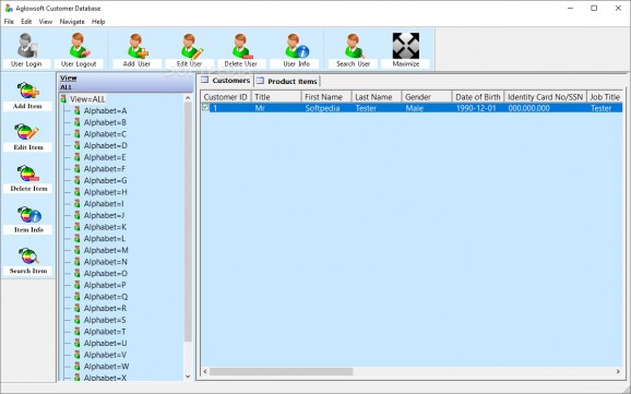 Aglowsoft Customer Database screenshot