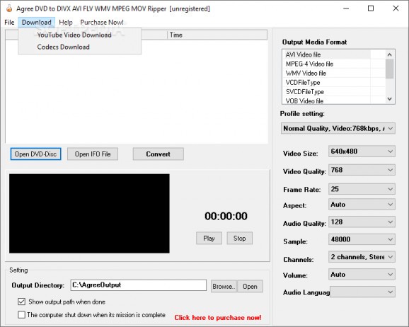 Agree Free DVD to DIVX AVI FLV WMV MPEG MOV Ripper screenshot