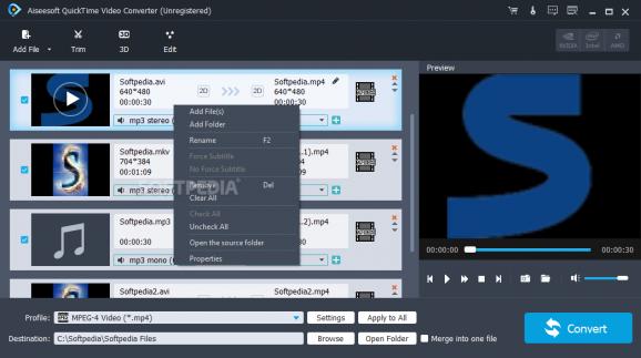 Aiseesoft QuickTime Video Converter screenshot
