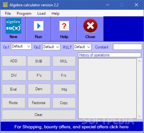 Algebra calculator screenshot