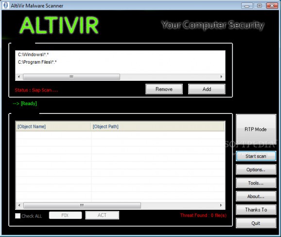 AltiVir Malware Scanner screenshot