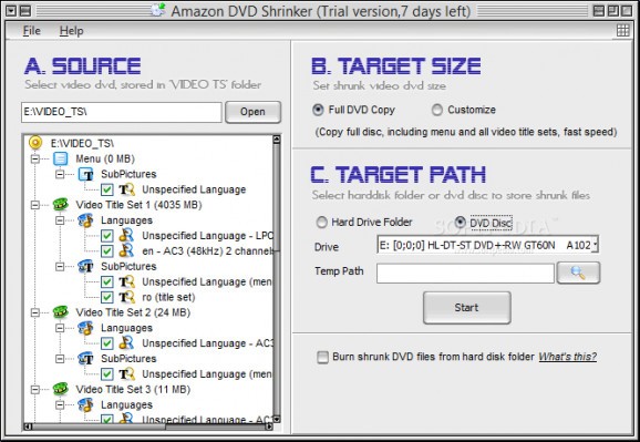 Amazon DVD Shrinker screenshot