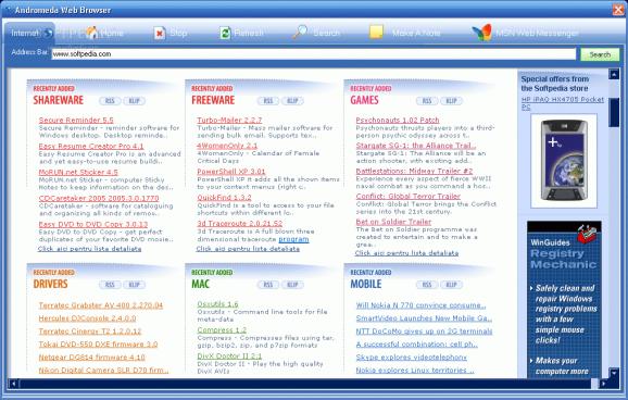 Andromeda Web Browser screenshot