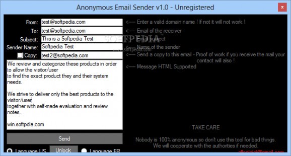 Anonymous Email Sender screenshot