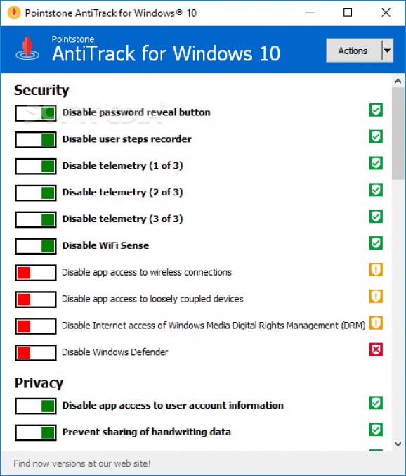 AntiTrack for Windows 10 screenshot