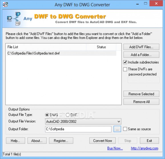 Any DWF to DWG Converter screenshot