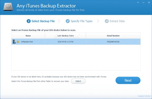 Any iTunes Backup Extractor screenshot