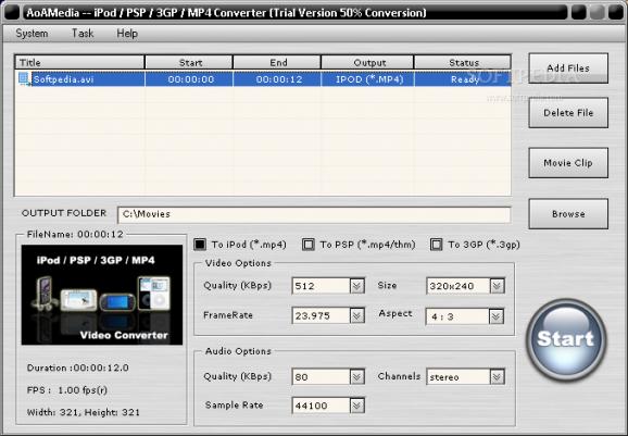 AoA iPod / PSP / 3GP / MP4 Converter screenshot