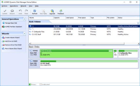 Aomei Dynamic Disk Manager Home Edition screenshot
