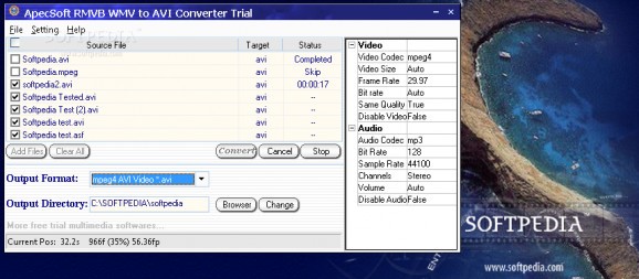 ApecSoft RMVB WMV to AVI Converter screenshot