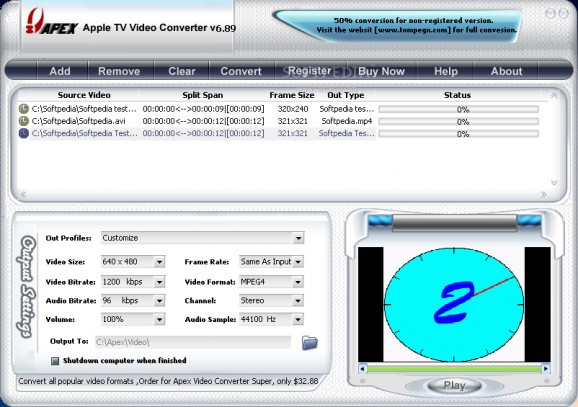 Apex Apple TV Video Converter screenshot