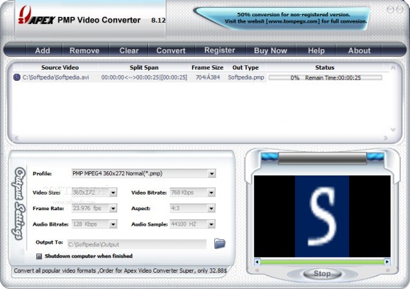 Apex PMP Video Converter screenshot