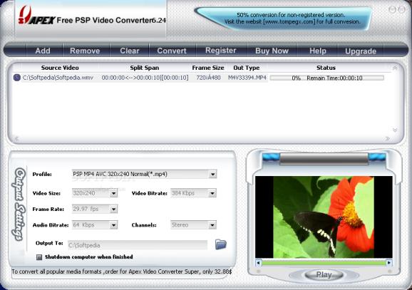 Apex Free PSP Video Converter screenshot