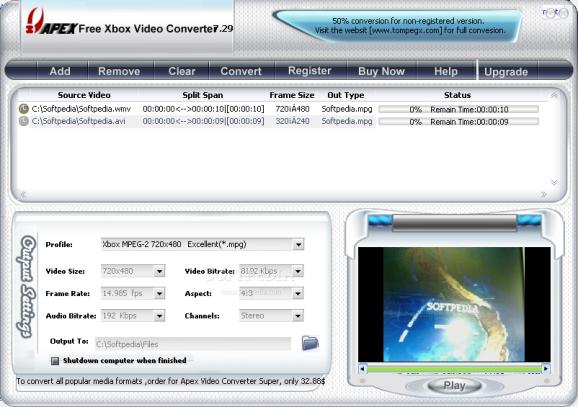 Apex xBox Video Converter screenshot