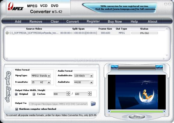 Apex MPEG VCD DVD Converter screenshot