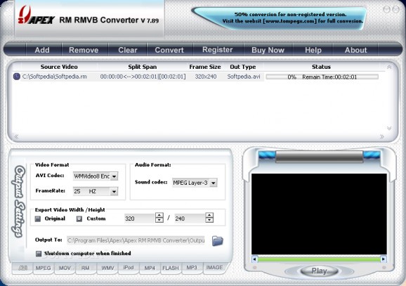 Apex RM RMVB Converter screenshot