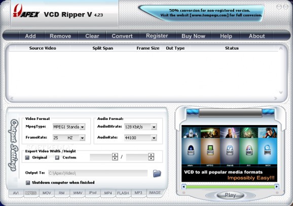 Apex VCD Ripper screenshot