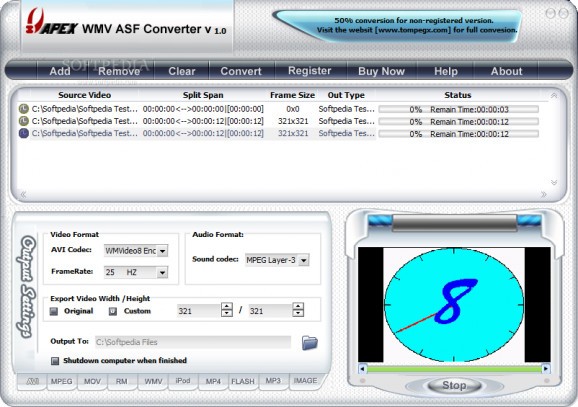 Apex WMV ASF Converter screenshot