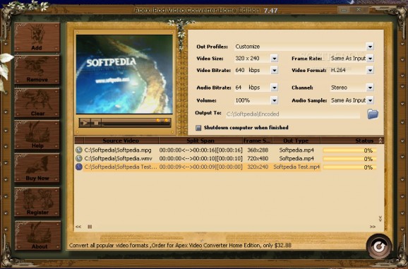 Apex iPod Video Converter Home Edition screenshot
