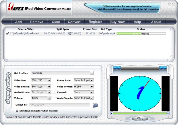 Apex iPod Video Converter screenshot