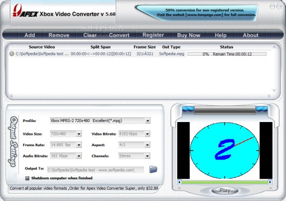 Apex xBox Video Converter screenshot