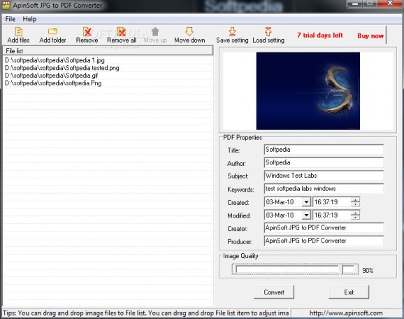 ApinSoft JPG to PDF Converter screenshot