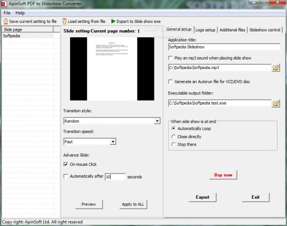 ApinSoft PDF to Slideshow Converter screenshot