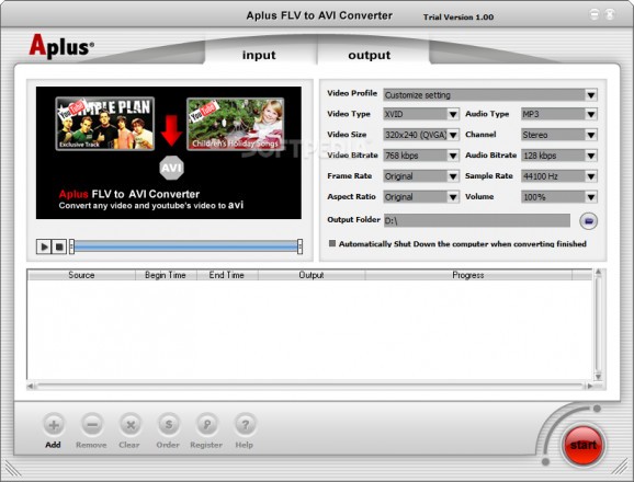 Aplus FLV to AVI Converter screenshot
