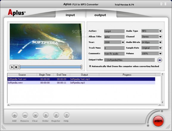 Aplus FLV to MP3 Converter screenshot