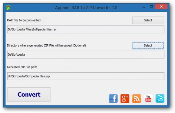 Appnimi RAR To ZIP Converter screenshot
