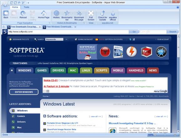 Aqua Web Browser screenshot