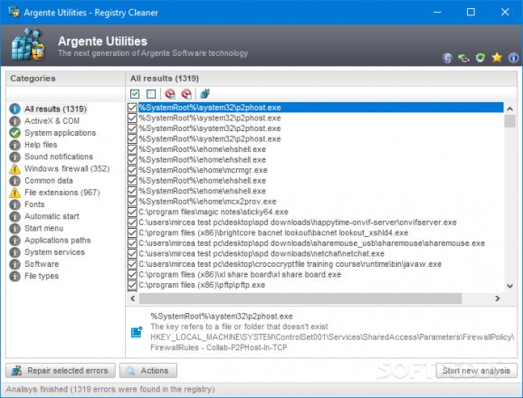 Argente - Registry Cleaner Portable screenshot