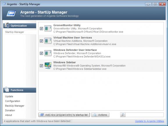 Argente - StartUp Manager Portable screenshot