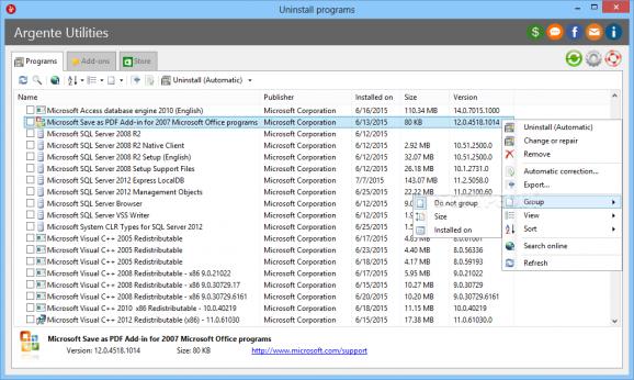 Argente Uninstall Programs screenshot