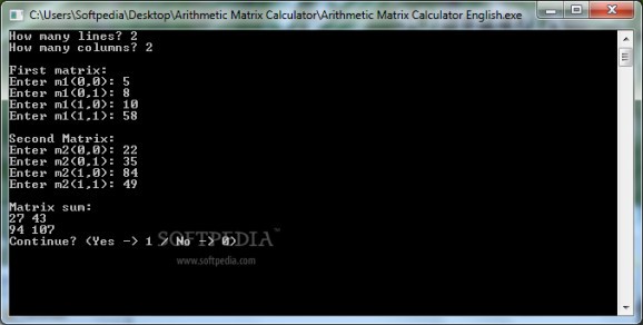 Arithmetic Matrix Calculator Portable screenshot