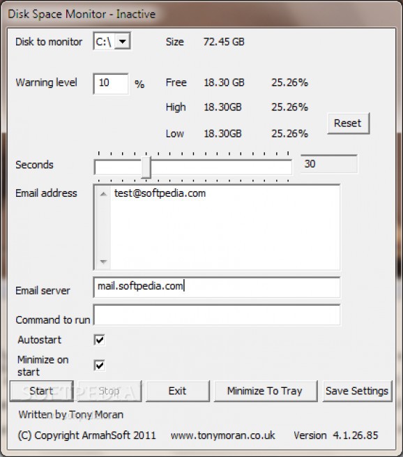 Disk Space Monitor screenshot