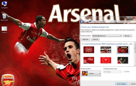 Arsenal Windows 7 Theme screenshot