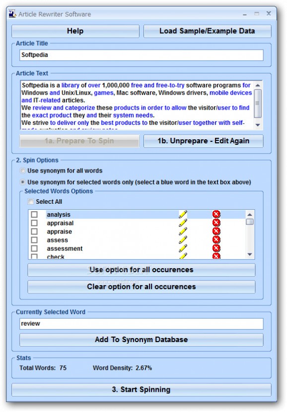 Article Rewriter Software screenshot