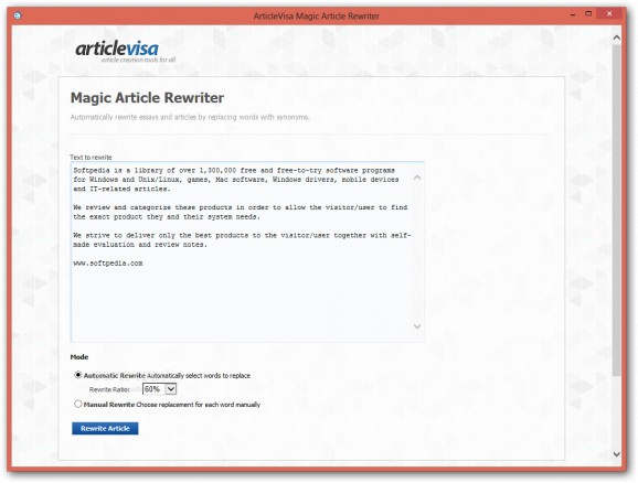 ArticleVisa Magic Article Rewriter screenshot