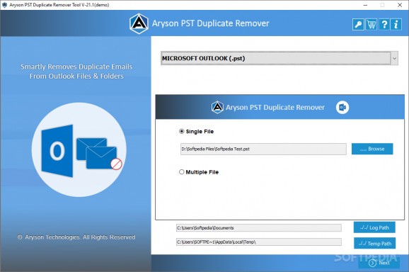 Aryson PST Duplicate Remover screenshot