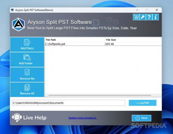 Aryson PST Split screenshot