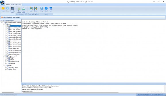 Aryson MS SQL Database Recovery screenshot