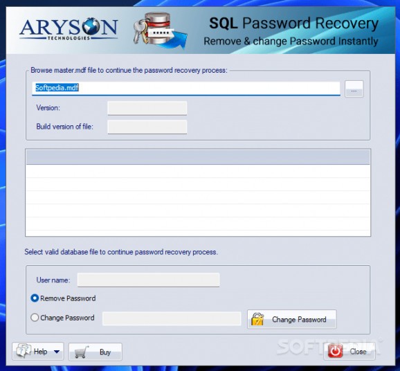 Aryson SQL Password Recovery screenshot