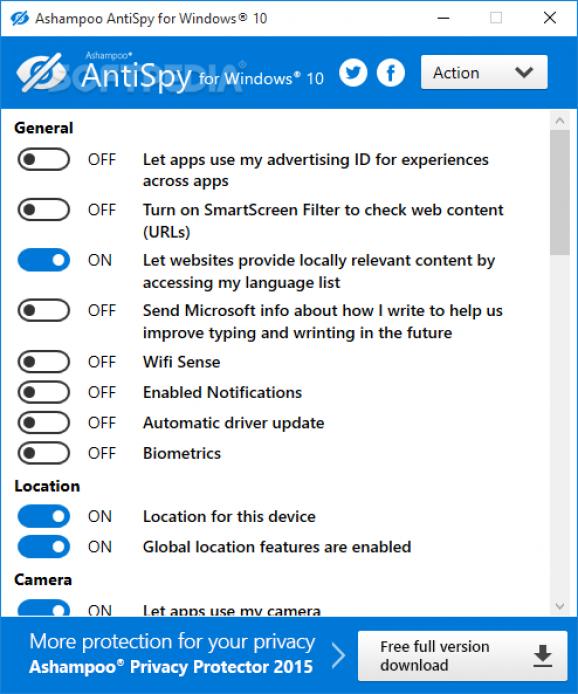 Ashampoo AntiSpy screenshot