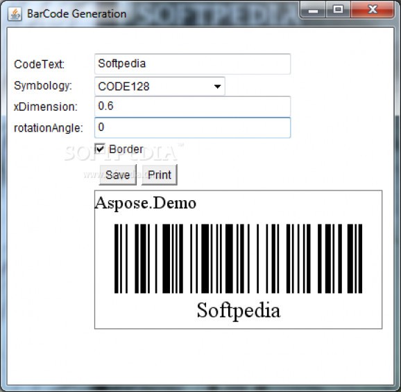 Aspose.BarCode for Java screenshot