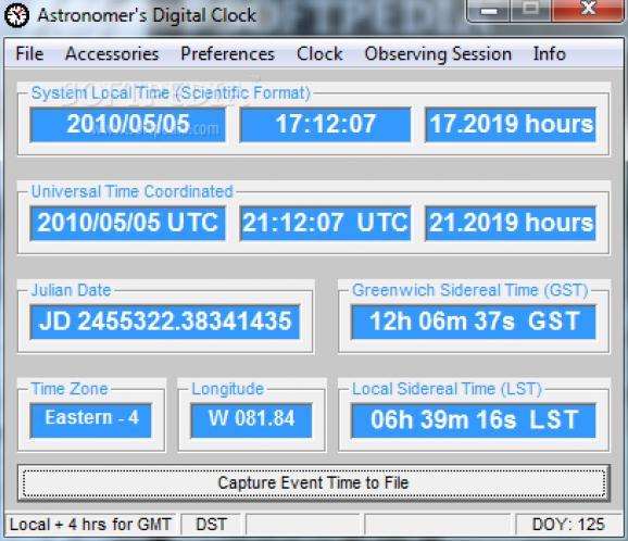 Astronomer's Digital Clock screenshot